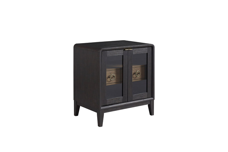 Glass Door Nightstand - Black - R&R Furniture Gallery (Fountain Valley, CA)