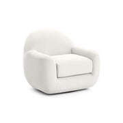 TOV Furniture Tiago swivel chair with modern design, upholstered in neutral fabric, featuring a round base and adjustable height.