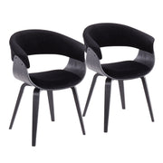 Pair of Lumi Source Vintage Mod mid-century modern dining chairs with sleek wooden legs and upholstered seats, set of two.