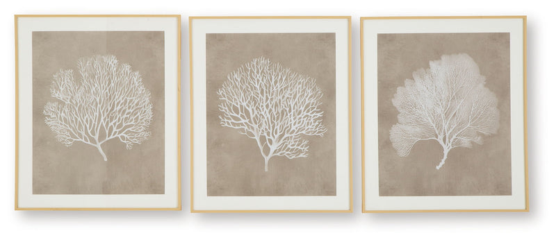 Hendridge - Wall Art Set (Set of 3) - Taupe / White - R&R Furniture Gallery (Fountain Valley, CA)