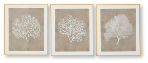 Hendridge - Wall Art Set (Set of 3) - Taupe / White - R&R Furniture Gallery (Fountain Valley, CA)