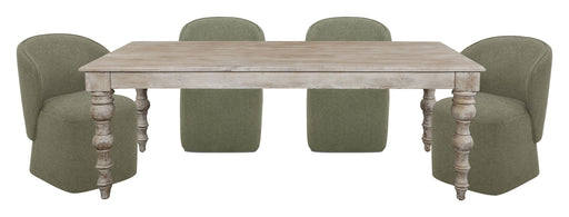 Crossings - Eden Rectangular Dining Table With 4 Upholstered Chairs - Toasted Tumbleweed & Green - R&R Furniture Gallery (Fountain Valley, CA)