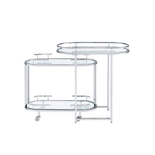 Piffo - Serving Cart Set - Clear Glass & Chrome - R&R Furniture Gallery (Fountain Valley, CA)