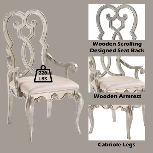 Esteban - Arm Chair (Set of 2) - Ivory Velvet & Antique Champagne - R&R Furniture Gallery (Fountain Valley, CA)