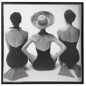 Framed print of 1959 ladies' swimwear fashion in black by Uttermost, showcasing vintage swimwear design artwork.