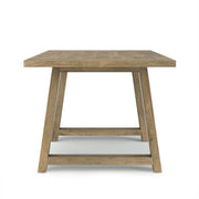 Simpli-Home Whitley dining table with wooden surface and sturdy legs, ideal for modern dining room settings.
