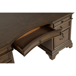 Stigham - 7 Drawer Executive Desk With Lockable File Cabinets - Oak