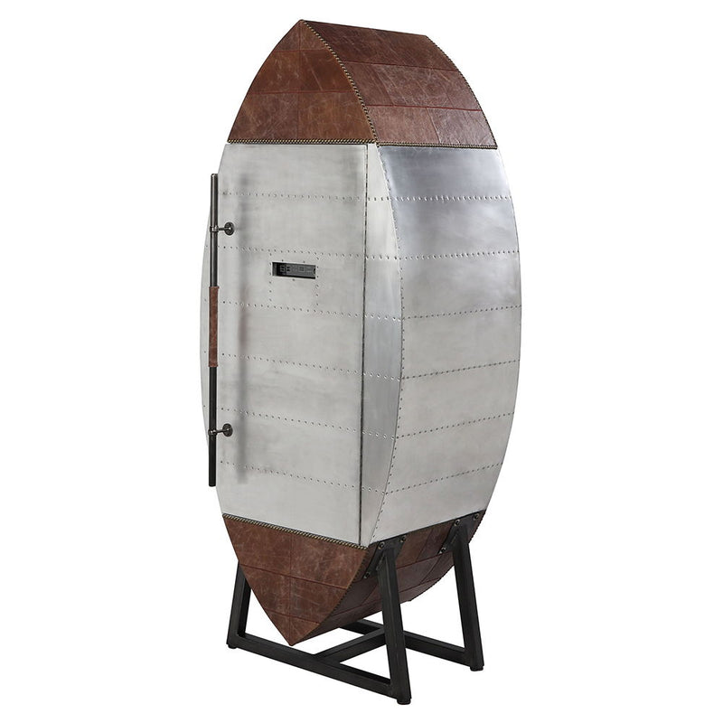 Brancaster - Wine Cooler - Retro Brown Top Grain Leather & Aluminum - R&R Furniture Gallery (Fountain Valley, CA)