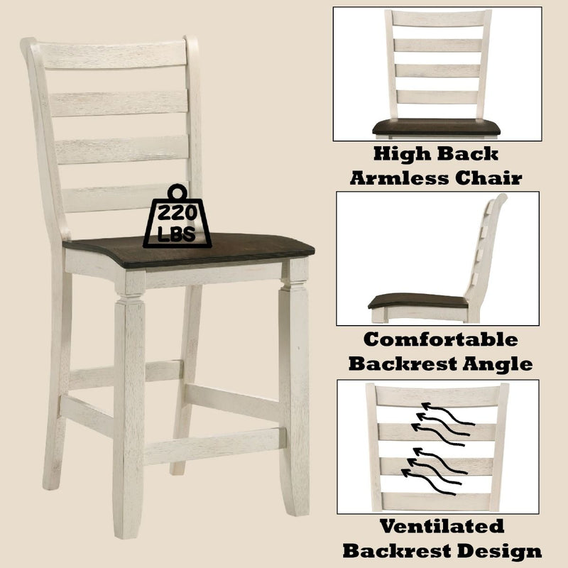 Tasnim - Counter Height Chair (Set of 2) - Oak & Antique White - R&R Furniture Gallery (Fountain Valley, CA)