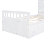 DreamHaus loft platform bed with 7 drawers, full guardrails, and modern L-shaped design for space-saving bedroom storage.