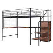 Loft Bed With Desk And Grid, Stylish Frame With Lateral Storage Ladder And Wardrobe - R&R Furniture Gallery (Fountain Valley, CA)