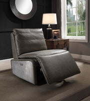 Metier - Power Motion Recliner - Gray Top Grain Leather & Aluminum - R&R Furniture Gallery (Fountain Valley, CA)