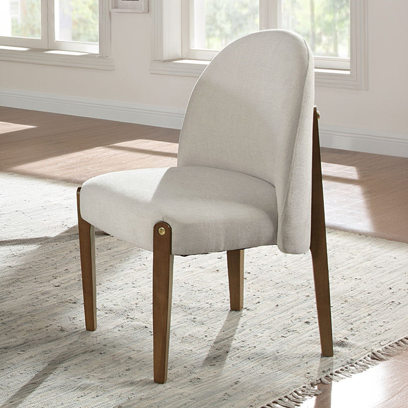 Gamarya - Side Chair (Set of 2) - White Fabric & Oak - R&R Furniture Gallery (Fountain Valley, CA)