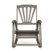 Gray outdoor reclining rocking chair by Noble House, featuring a comfortable, weather-resistant design for outdoor relaxation.