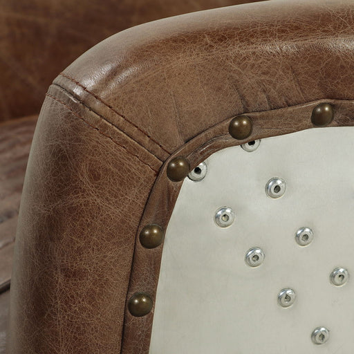 Brancaster - Loveseat - Retro Brown Top Grain Leather & Aluminum - R&R Furniture Gallery (Fountain Valley, CA)