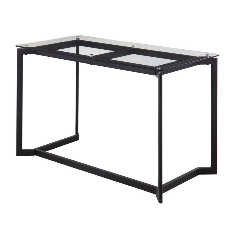 Lumi Source Modern Office Desk in black with clear accents, featuring a sleek writing desk design ideal for home or office use.