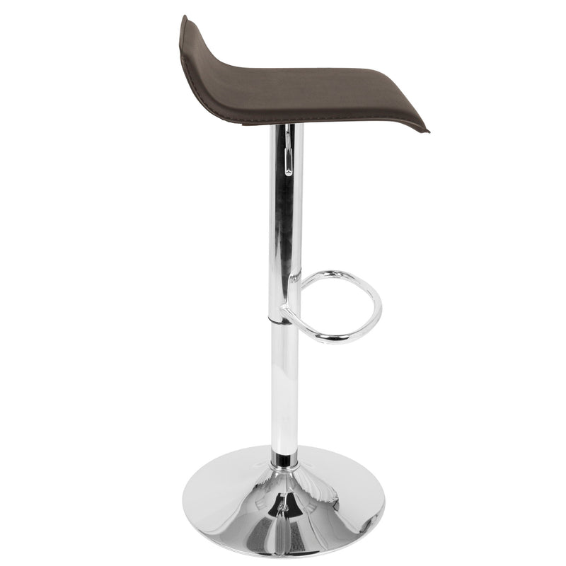 Set of two Lumi Source Ale contemporary adjustable barstools with padded seats and metal bases, ideal for modern kitchen or bar area.