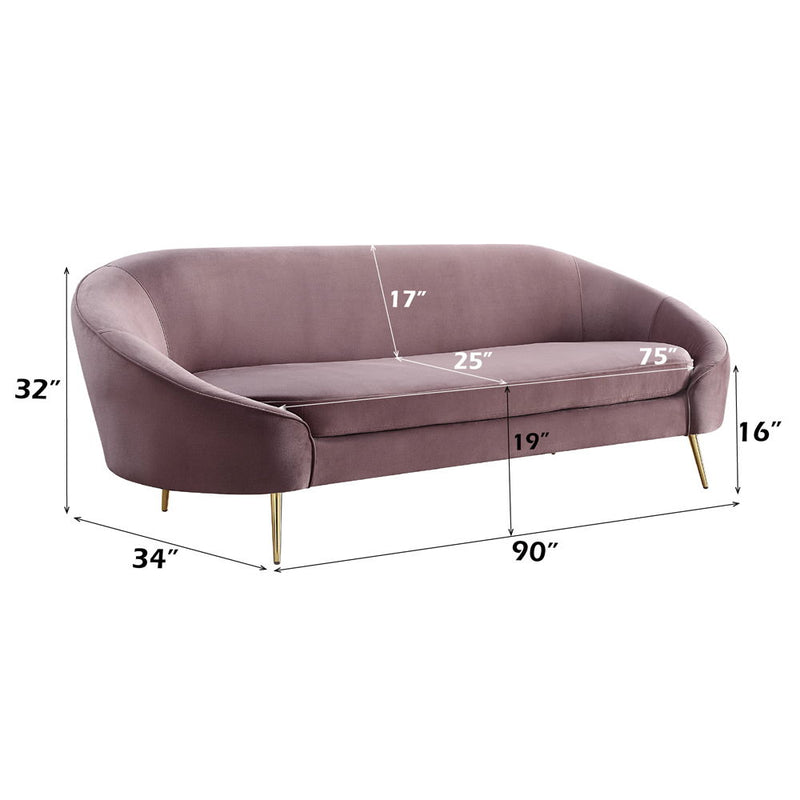Abey - Sofa - Pink Velvet - R&R Furniture Gallery (Fountain Valley, CA)