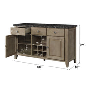 Charnell - Server - Marble Top & Oak - R&R Furniture Gallery (Fountain Valley, CA)