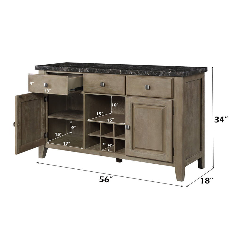 Charnell - Server - Marble Top & Oak - R&R Furniture Gallery (Fountain Valley, CA)