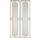 Pair of gold wall mirrors from Uttermost Rutledge set, featuring round frames and reflective glass for stylish home decor.