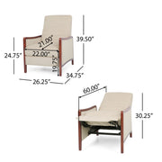 Noble House mid-century modern fabric reclining chair with channel stitch details and pushback recline mechanism.