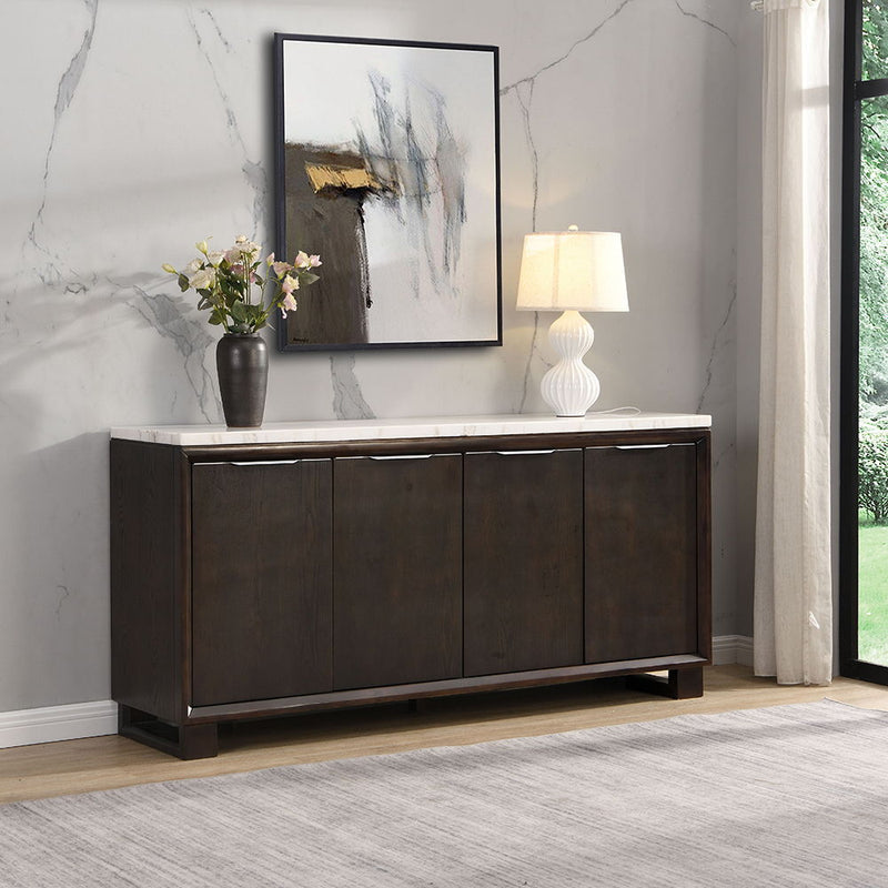 Edwyn - Server With Marble Top - Natural Marble Top & Espresso Finish - R&R Furniture Gallery (Fountain Valley, CA)
