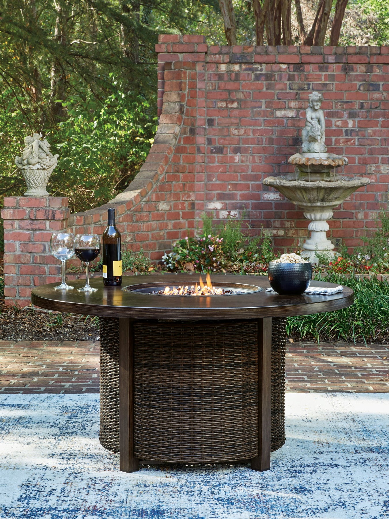 Monterey Point - Round Fire Pit Table - Dark Brown - R&R Furniture Gallery (Fountain Valley, CA)