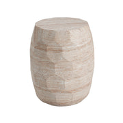Beige Noble House travertine concrete side table suitable for indoor and outdoor use, featuring a lightweight and sturdy design.
