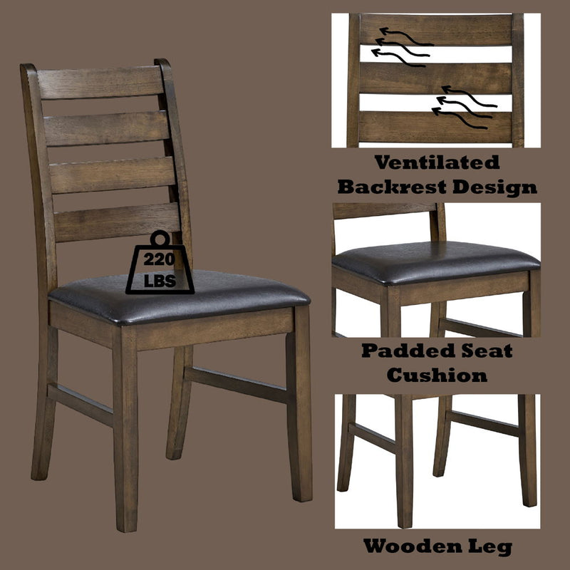 Damica - Side Chair (Set of 2) - Brown Synthetic Leather & Walnut - R&R Furniture Gallery (Fountain Valley, CA)