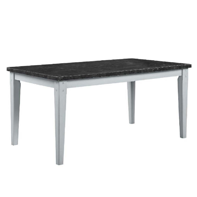 Lanton - Dining Table - Natural Marble & Antique White - R&R Furniture Gallery (Fountain Valley, CA)