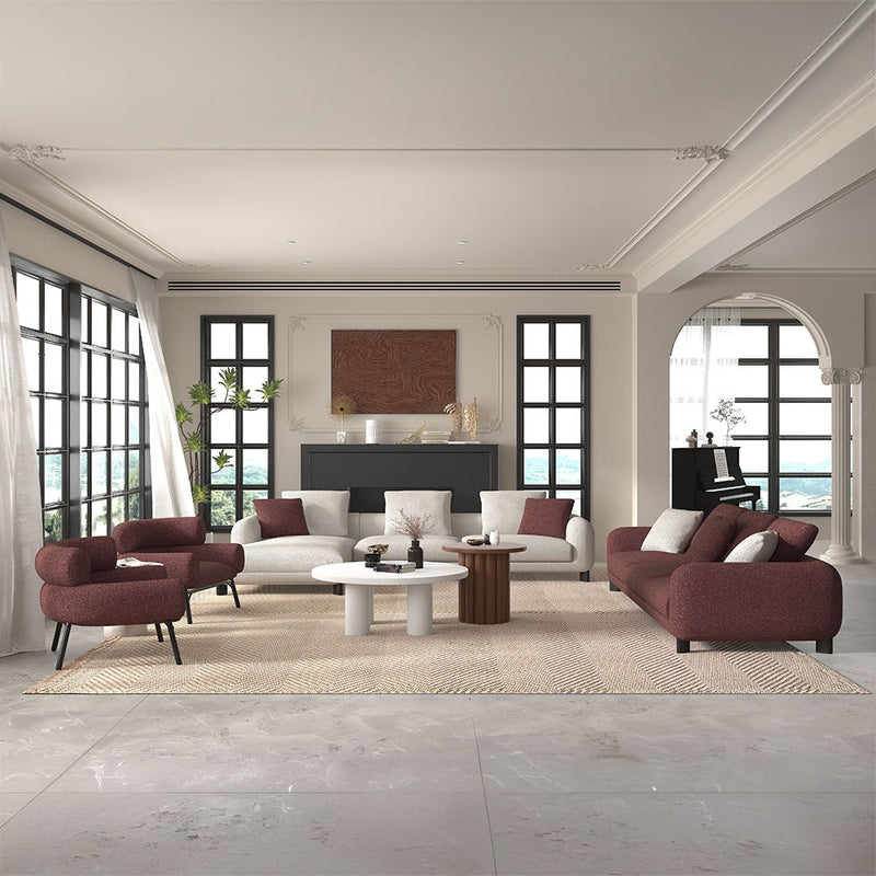 Mardi - Sectional Sofa With 6 Pillows - Maroon & Beige Tweed - R&R Furniture Gallery (Fountain Valley, CA)