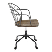 Lumi Source Riley farmhouse adjustable office desk chair with wooden accents and cushioned seat, modern and ergonomic design