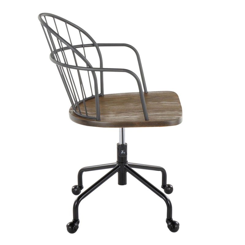 Lumi Source Riley farmhouse adjustable office desk chair with wooden accents and cushioned seat, modern and ergonomic design