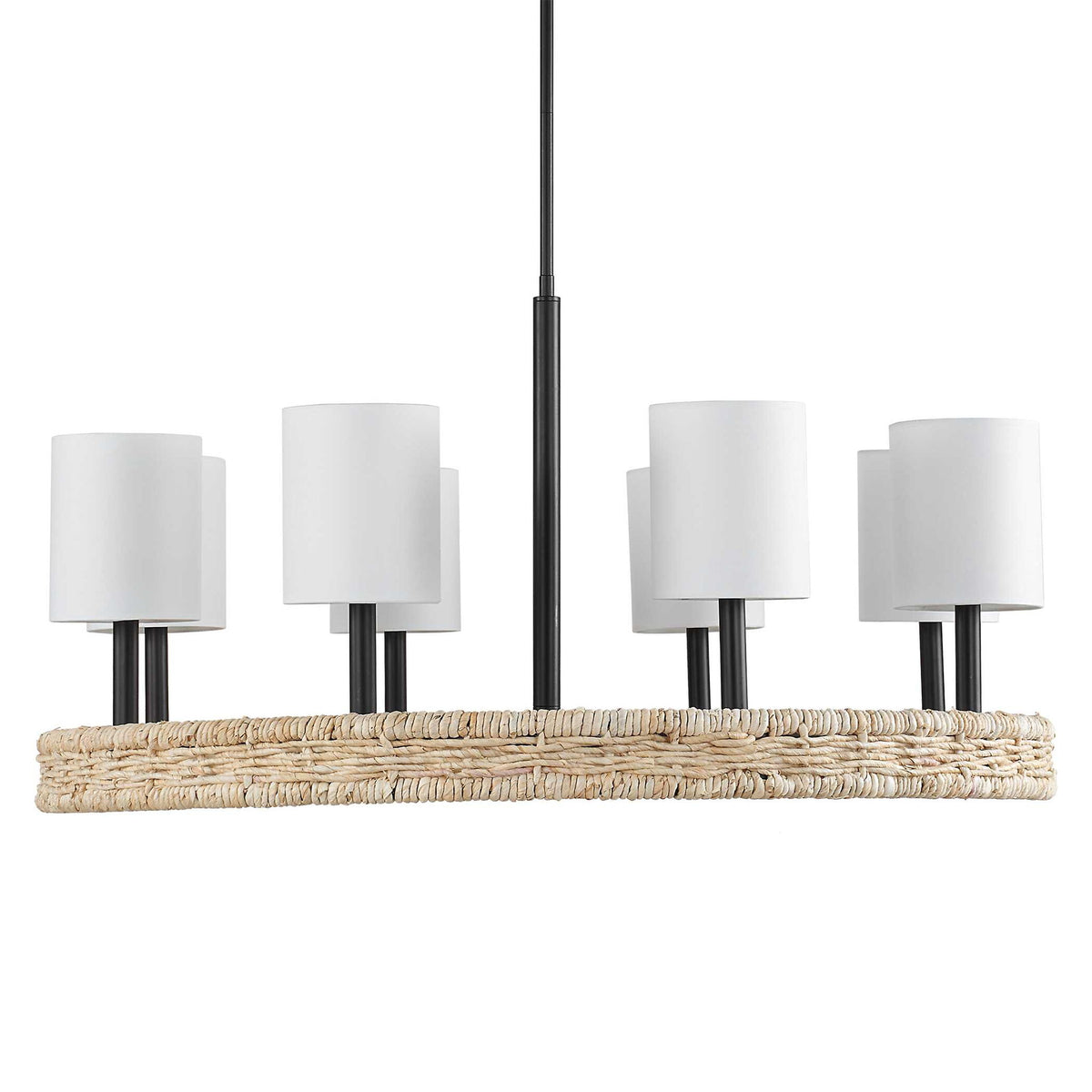 Faiyam - 8 Light Rattan Chandelier - Black