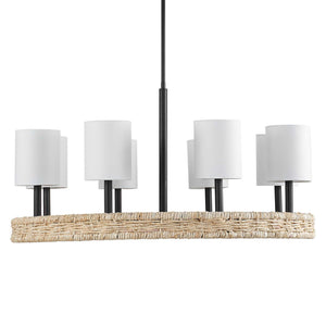 Faiyam - 8 Light Rattan Chandelier - Black