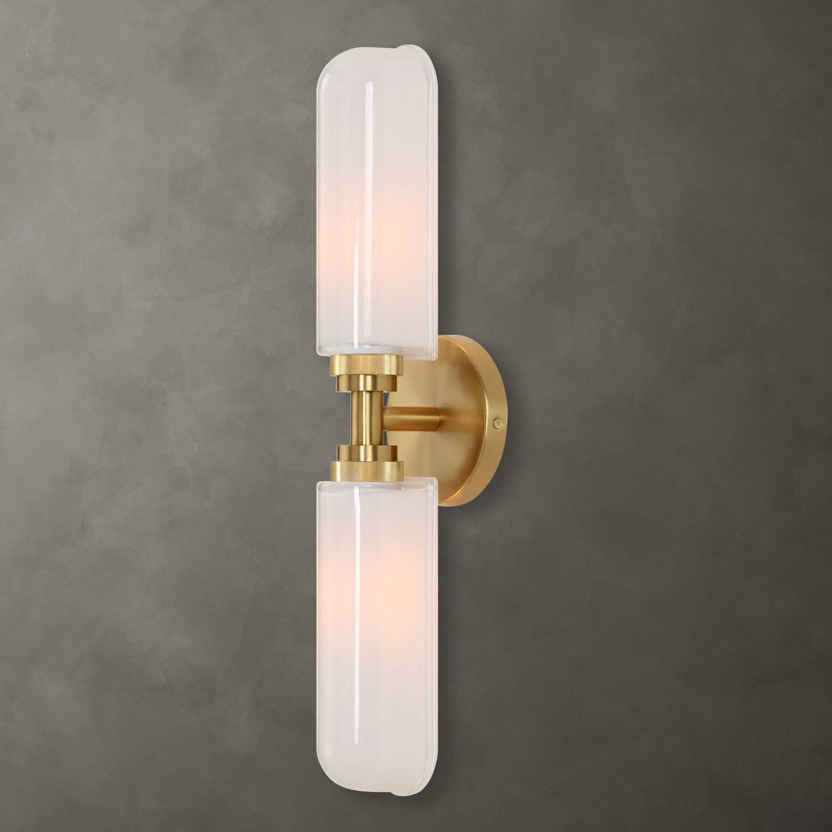 Wellsville - 2 Light Brass Sconce - White / Gold