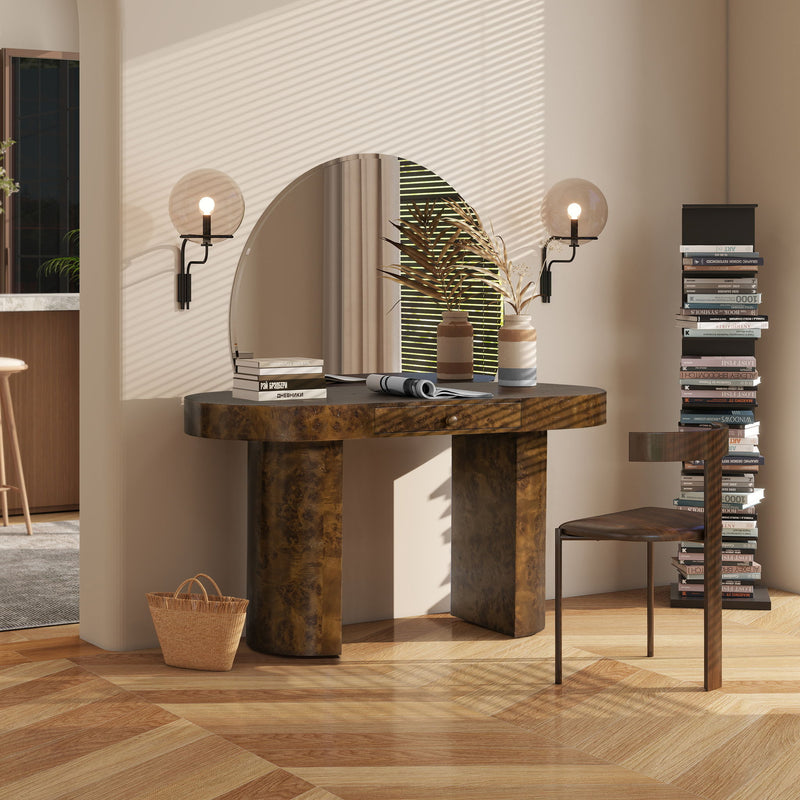 Jennifer Taylor Home Jesse single drawer oval computer desk with sleek wood finish and modern design for home office use.