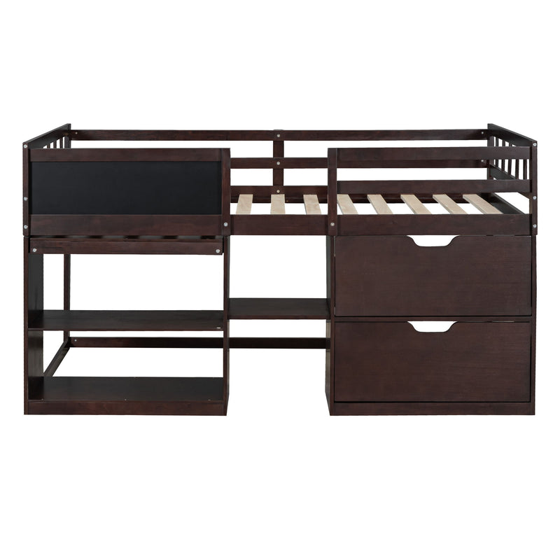 Low Loft Bed With Rolling Desk, Shelf And Drawers - R&R Furniture Gallery (Fountain Valley, CA)