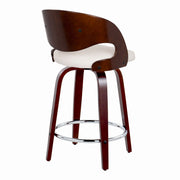 Lumi Source Pino mid-century modern fixed height barstool set with swivel and round footrest, featuring sleek wooden design.