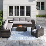Modern Patio Rattan Sectional Set With Cushions - R&R Furniture Gallery (Fountain Valley, CA)