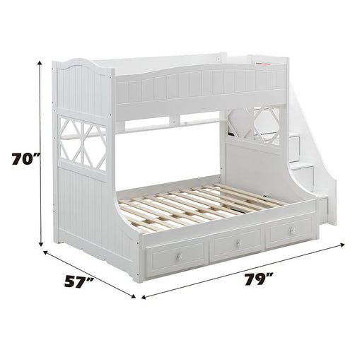 Meyer - Twin Over Full Bunk Bed With Storage - White - R&R Furniture Gallery (Fountain Valley, CA)