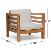 Outdoor Acacia Wood Patio Chair With Fabric Cushion - R&R Furniture Gallery (Fountain Valley, CA)