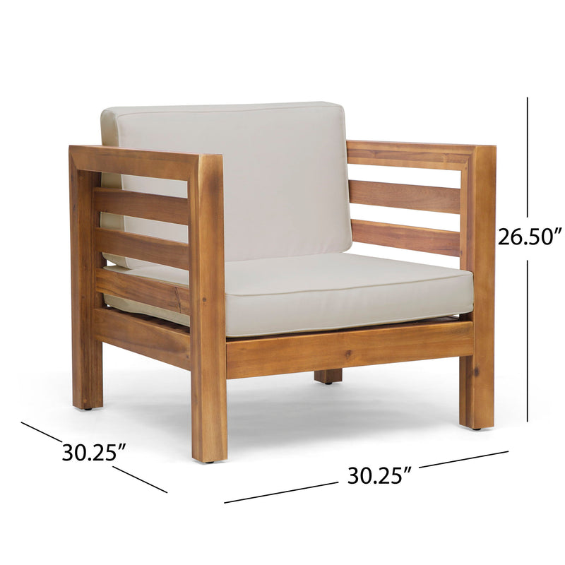 Outdoor Acacia Wood Patio Chair With Fabric Cushion - R&R Furniture Gallery (Fountain Valley, CA)