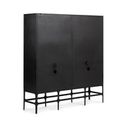 Classic Home Amilio Tall Accent Cabinet in Rust Noir with sleek doors and modern design, standing against a neutral background.