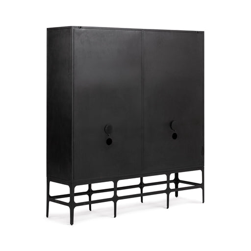 Classic Home Amilio Tall Accent Cabinet in Rust Noir with sleek doors and modern design, standing against a neutral background.
