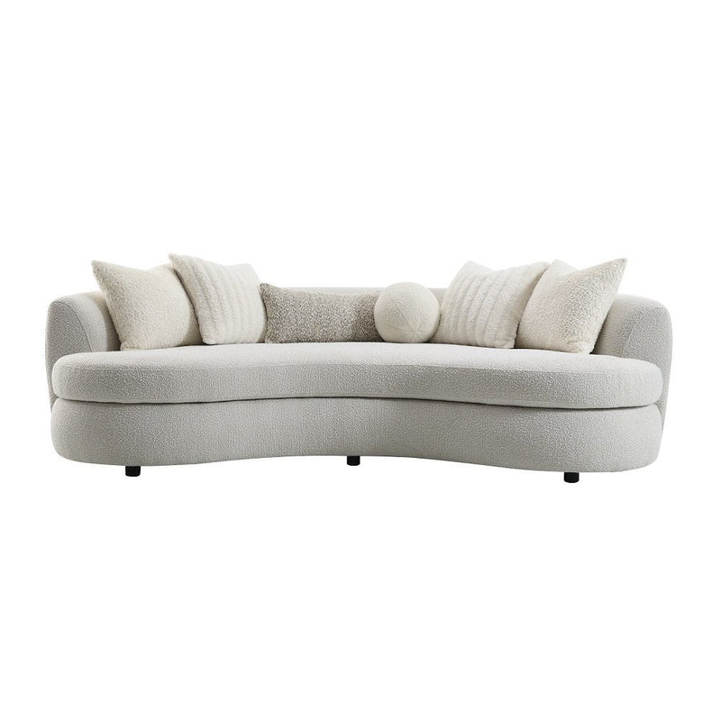 Iniko - Sofa With 6 Pillows - Beige Boucle - R&R Furniture Gallery (Fountain Valley, CA)