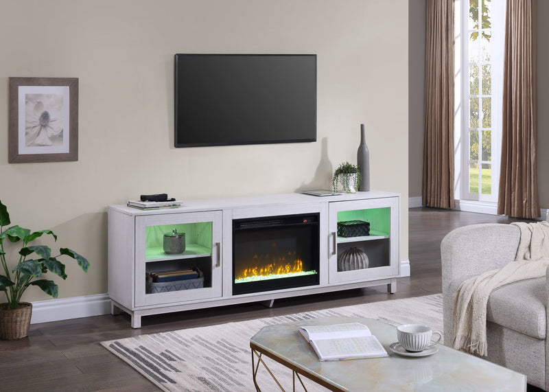 Summit - TV Stand Console With Fireplace - White Walnut Finish - R&R Furniture Gallery (Fountain Valley, CA)