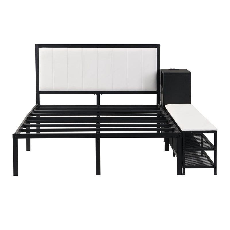 Platform Bed With 2 Tier Storage Shelves, Storage Cabinet - R&R Furniture Gallery (Fountain Valley, CA)