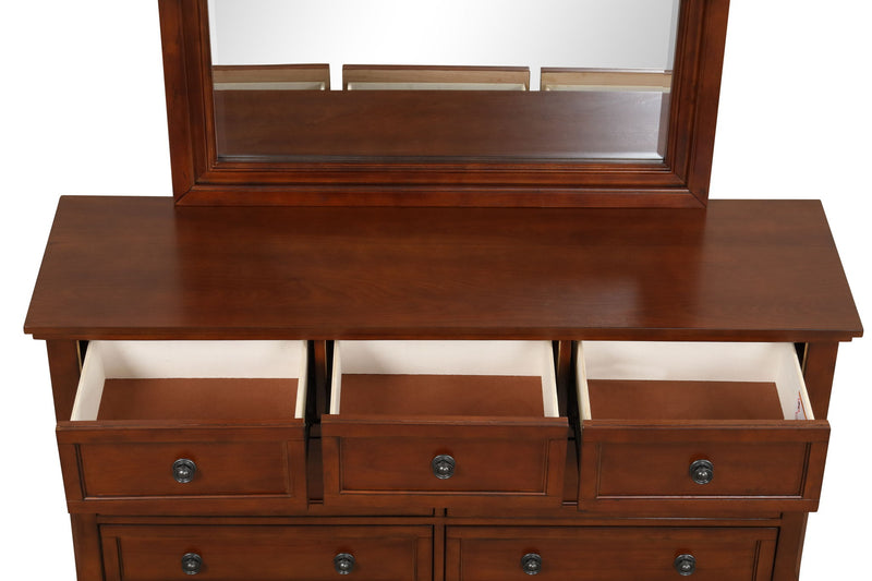 Glory Furniture Meade dresser with multiple drawers and sleek wood finish, ideal for bedroom storage and organization.
